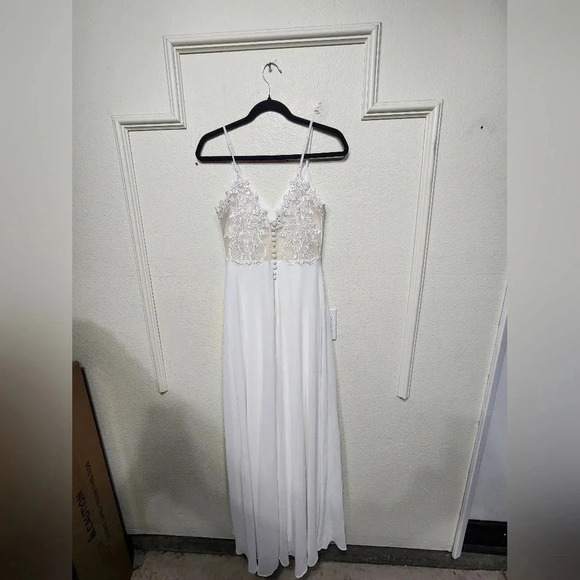 Lulu's Romantic Ways White Lace Button Back Maxi Dress S Wedding Bride Party - Picture 12 of 15